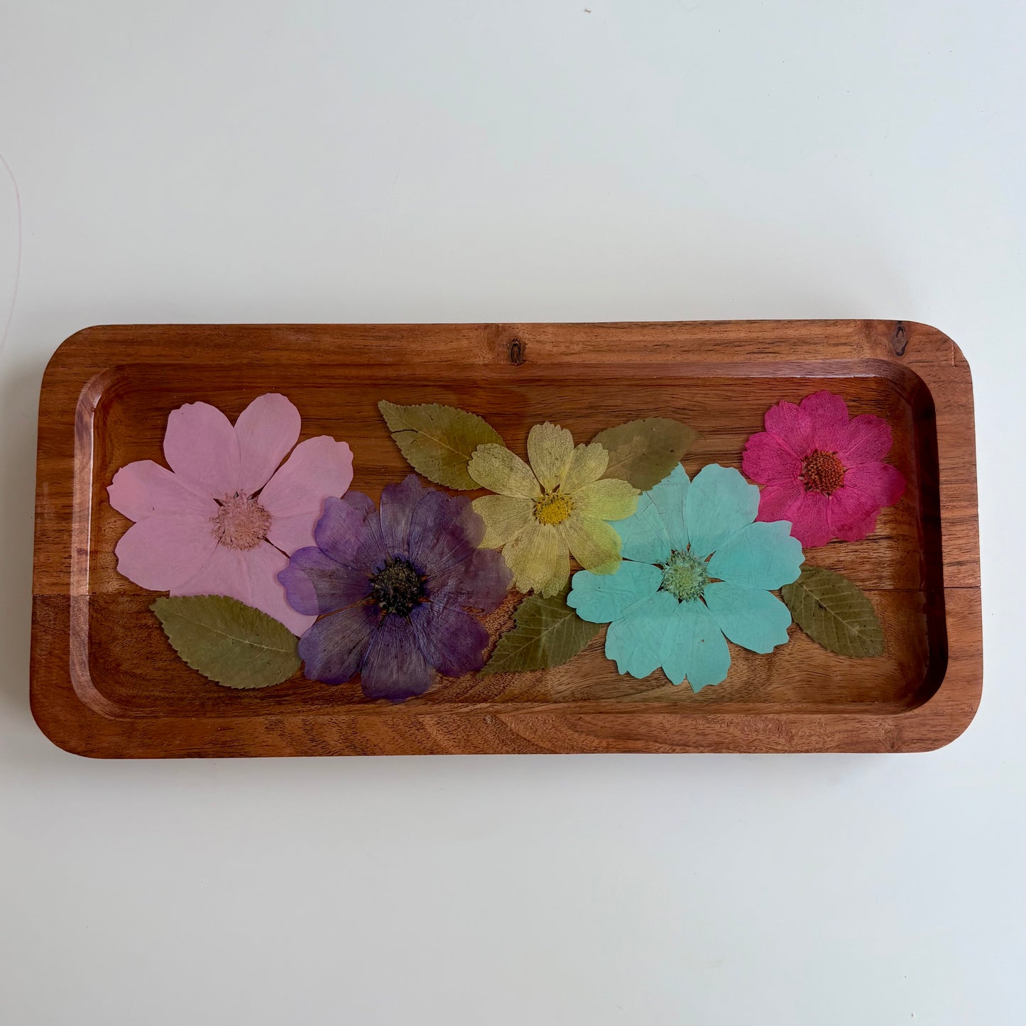 Medium Rectangle Wood Floral Tray