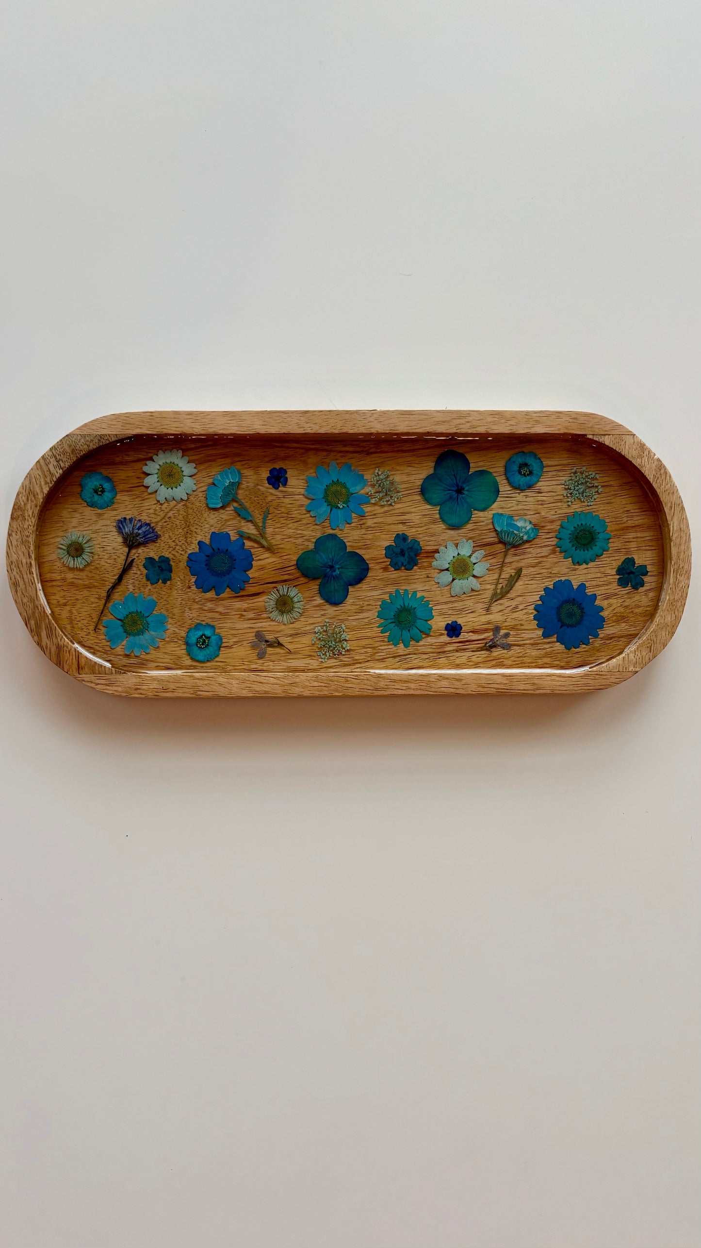 Small Oval Wood Floral Tray