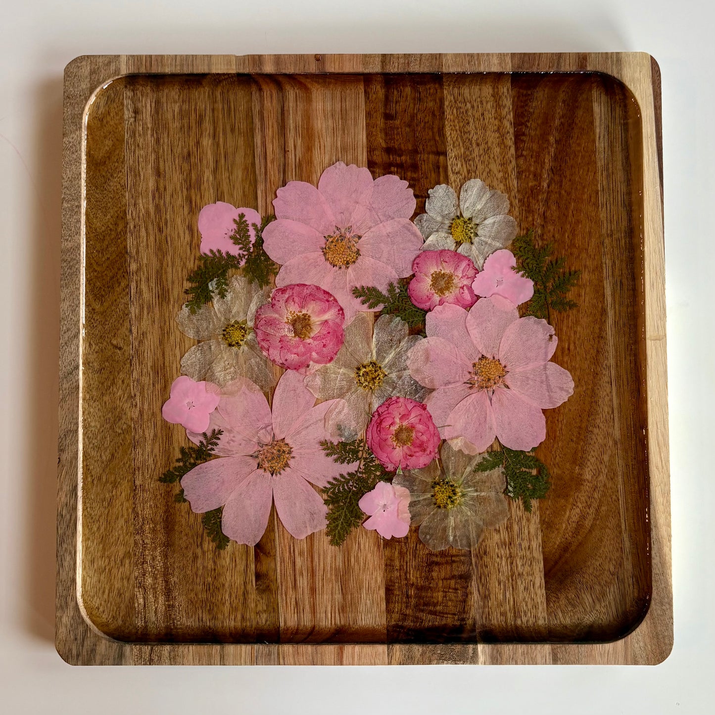 Square Wood Floral Tray