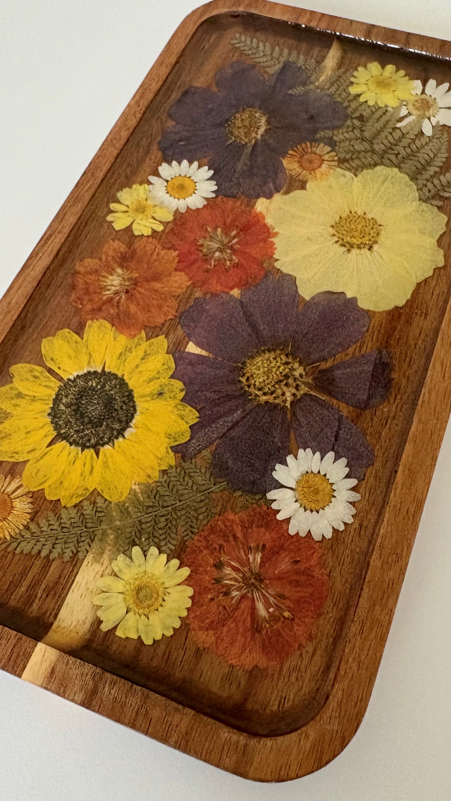Small Rectangle Wood Floral Tray