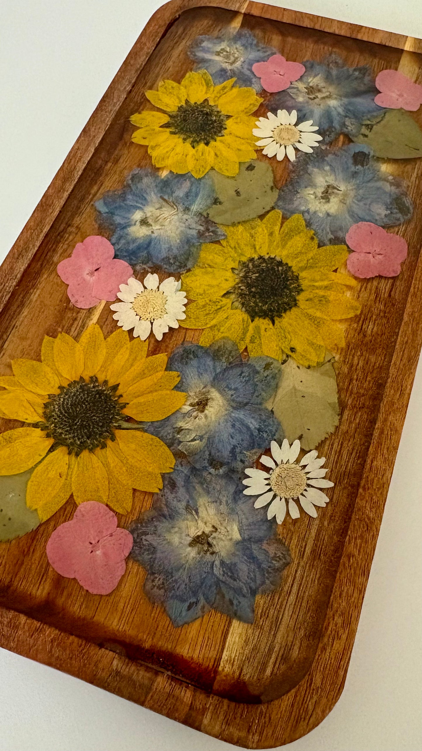 Small Rectangle Wood Floral Tray