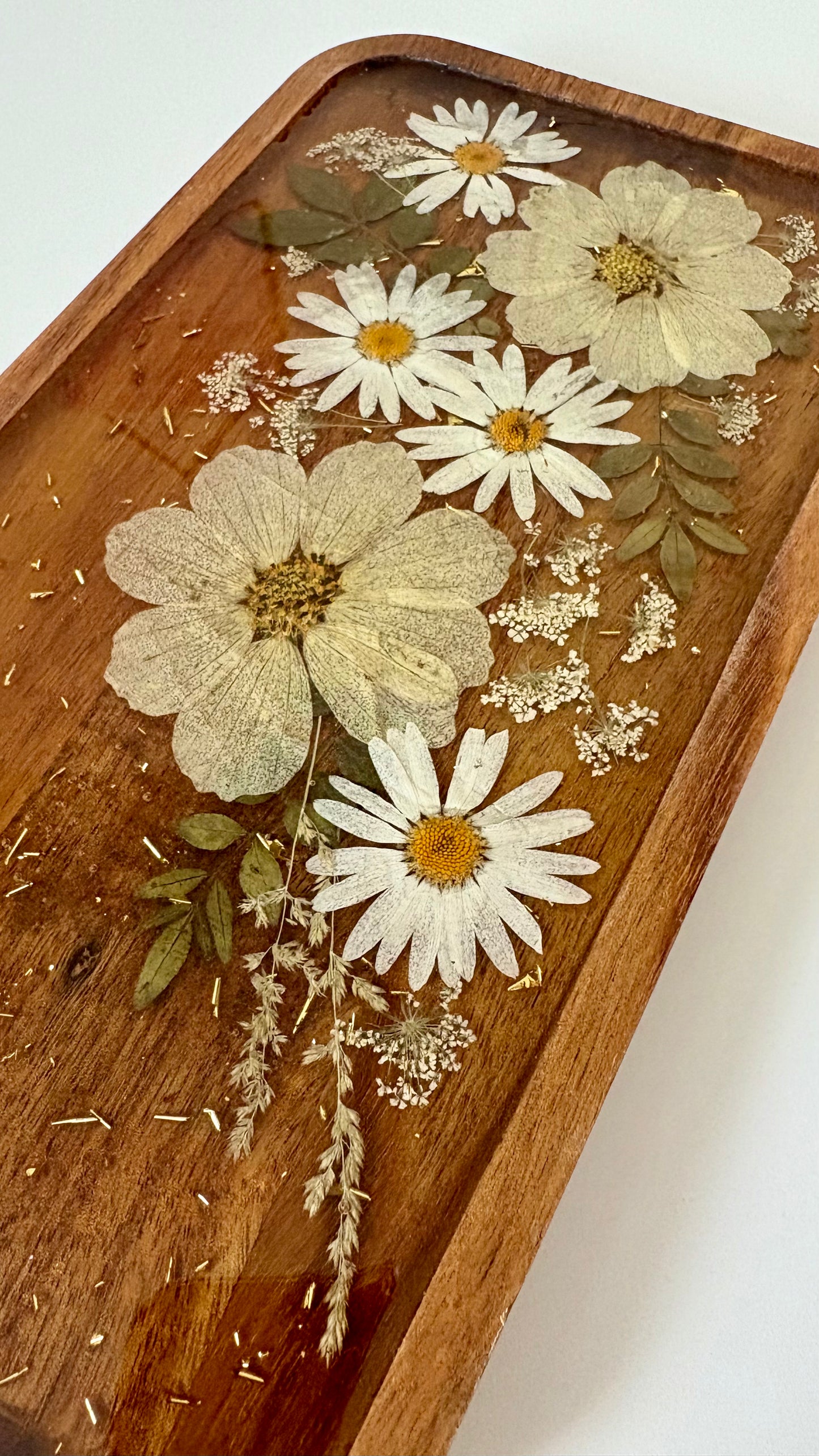 Small Rectangle Wood Floral Tray