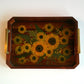 Large Serving Wood Floral Tray