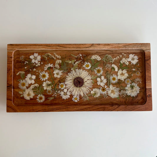 Rectangle Raised Wood Floral Tray