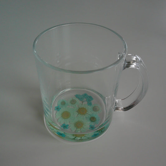 Teal Floral Glass Mug