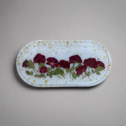 Large Oval Red Roses Trinket Tray