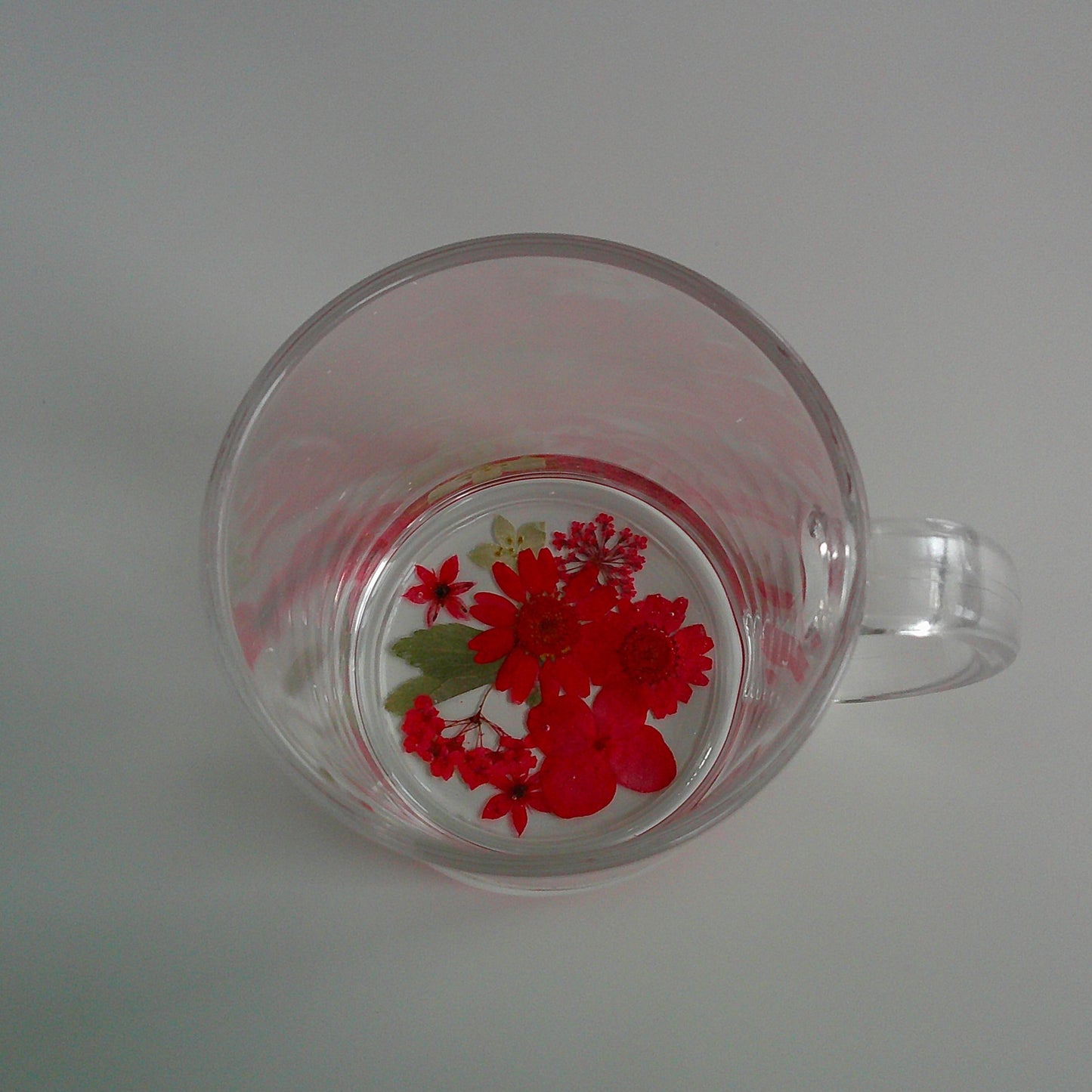 Red Floral Glass Mug