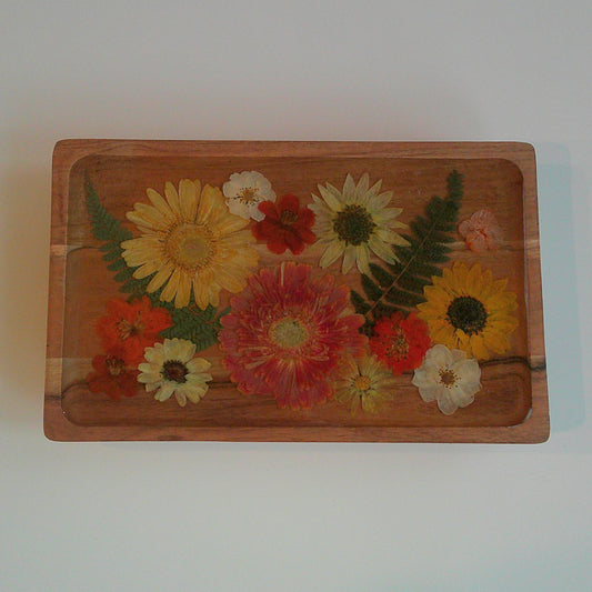 Rectangle Raised Wood Floral Tray