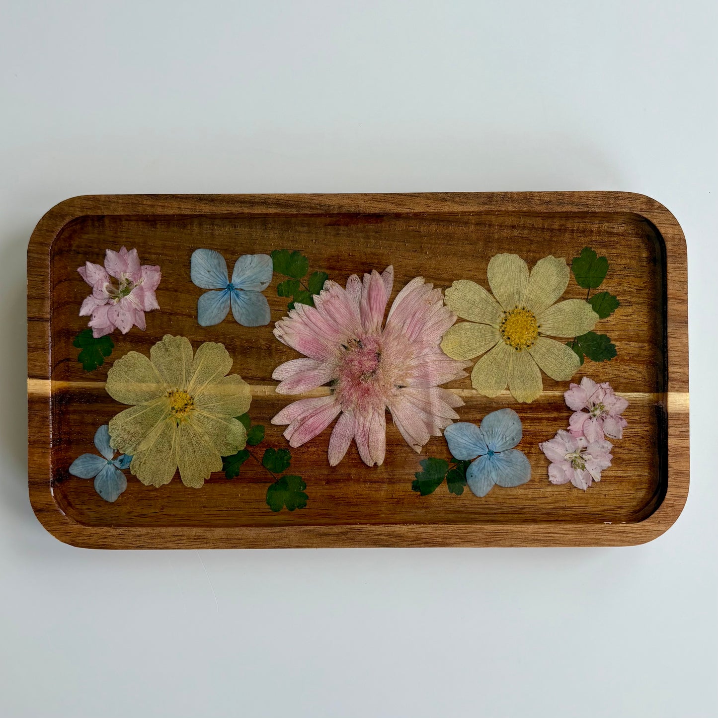 Small Rectangle Wood Floral Tray