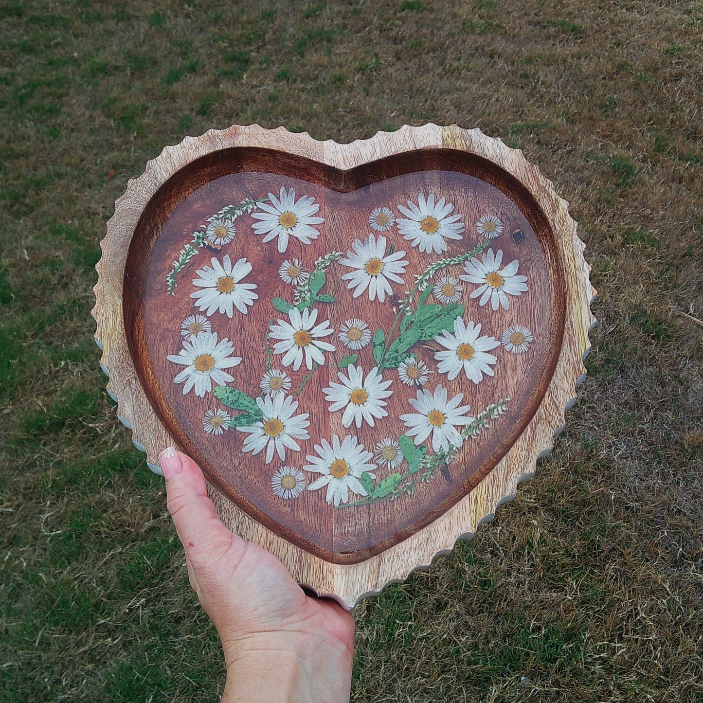 Heart Wood Floral Platter