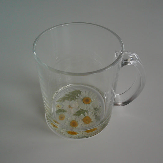 White Floral Glass Mug