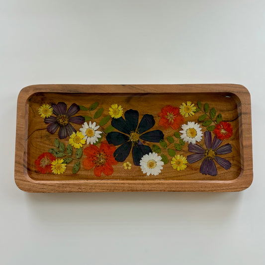 Medium Rectangle Wood Floral Tray