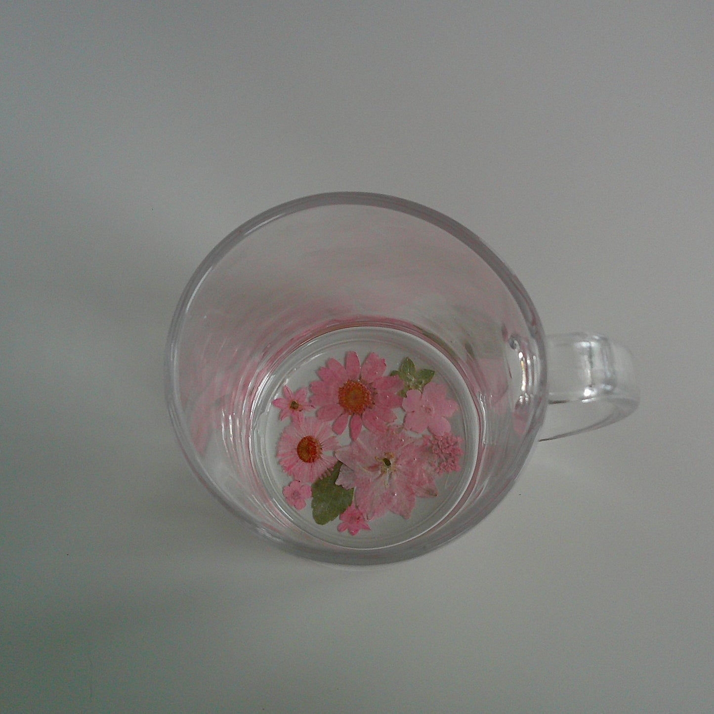 Pink Floral Glass Mug