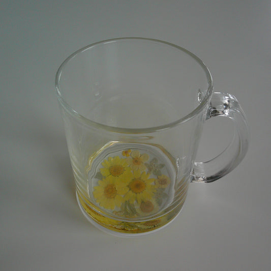 Yellow Floral Glass Mug