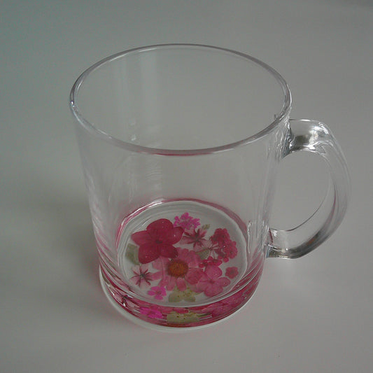 Magenta Floral Glass Mug