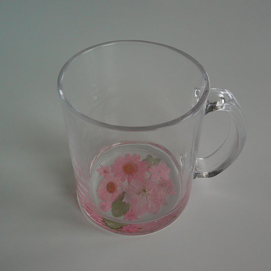 Pink Floral Glass Mug