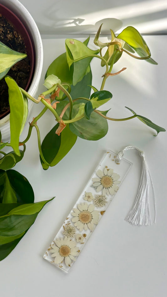 White Floral Bookmark