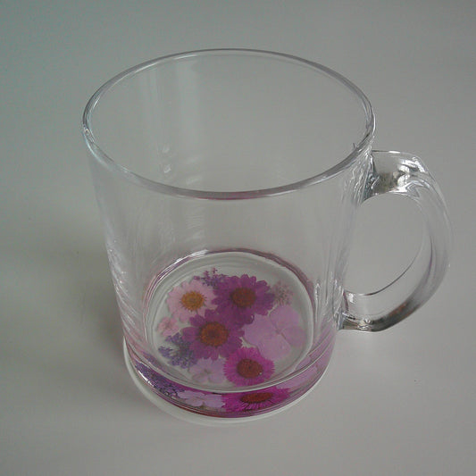 Purple Floral Glass Mug