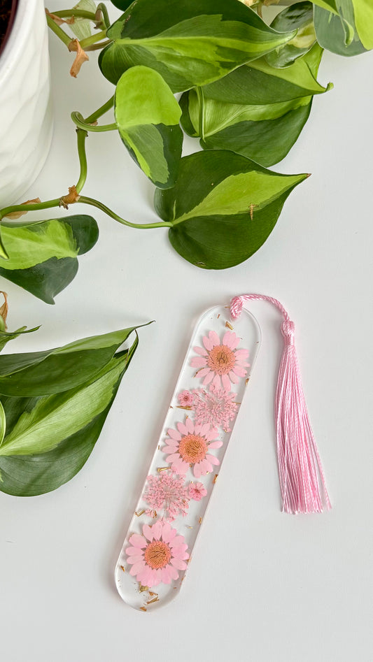 Pink Floral Curved Bookmark