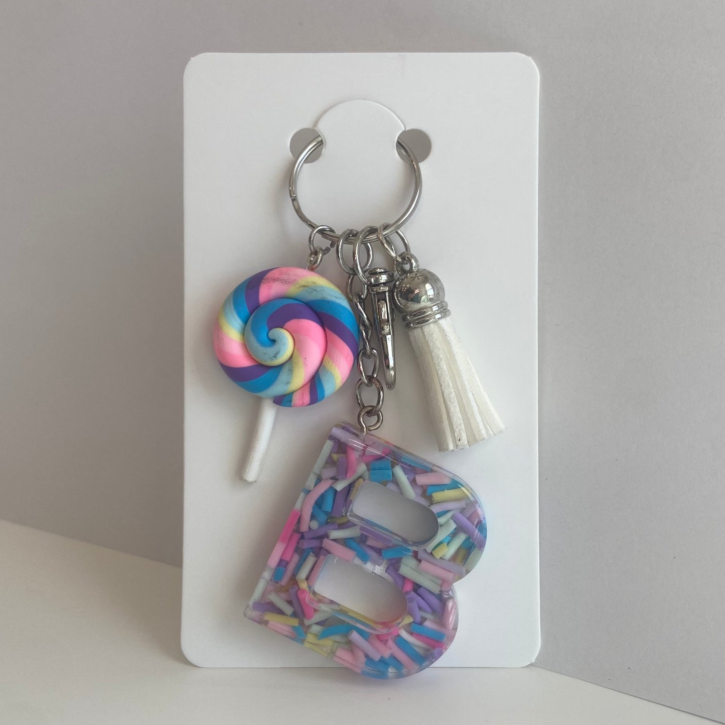 Lollipop Sprinkle Initial Keychain