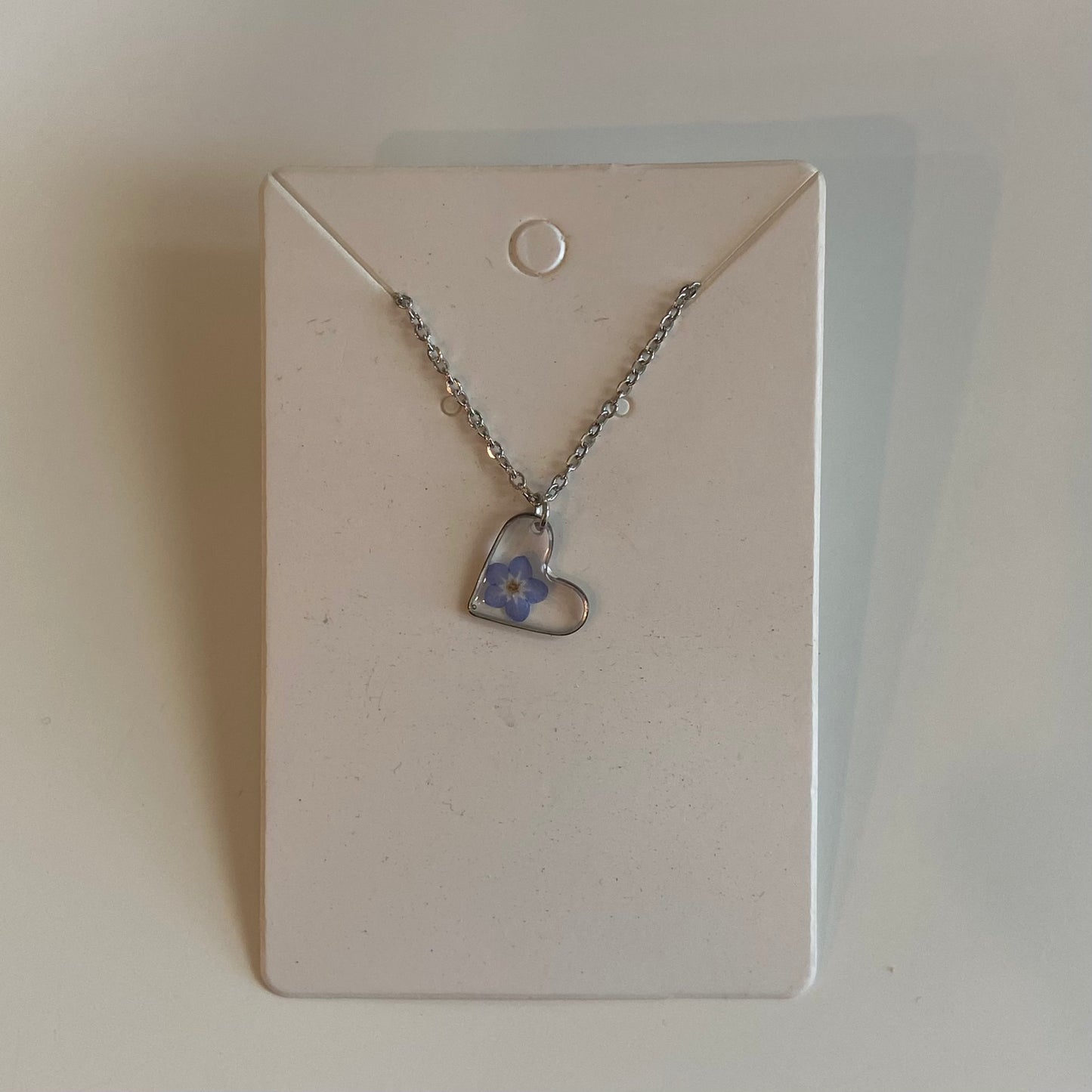 Silver Small Heart Flower Necklace