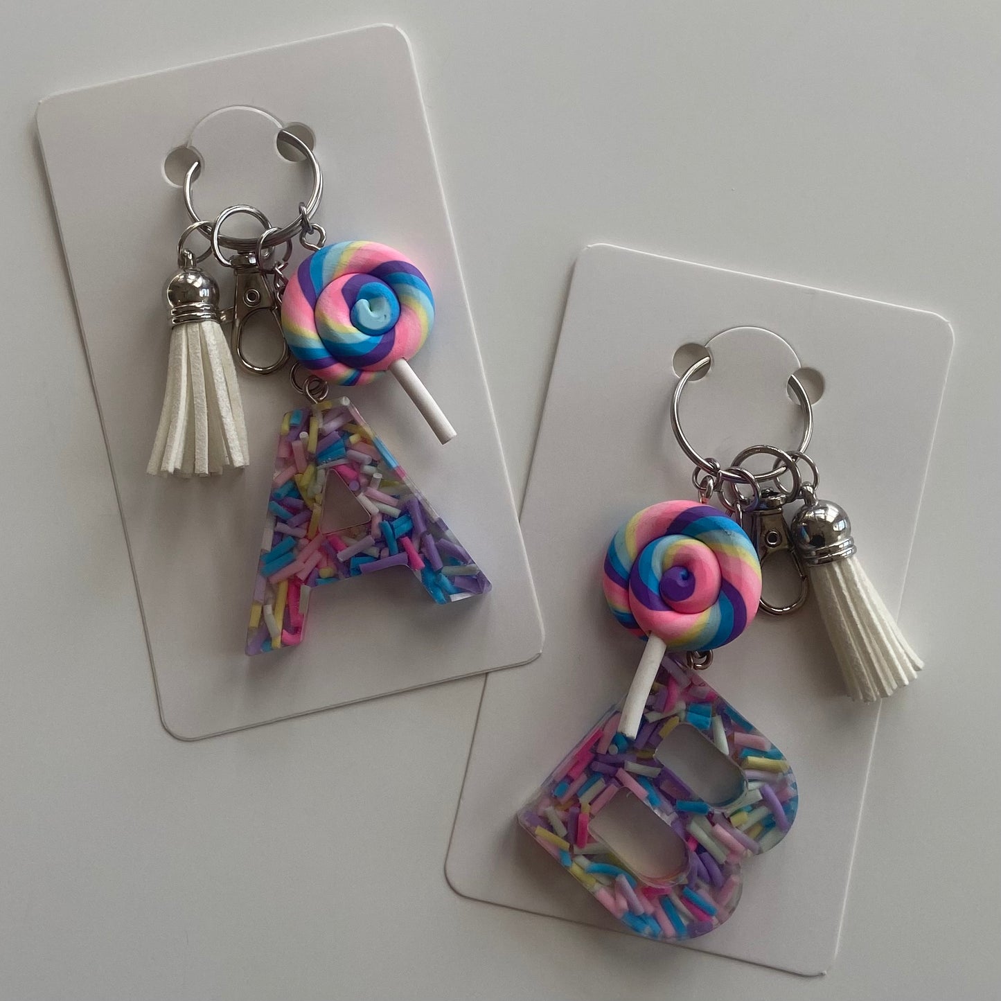 Lollipop Sprinkle Initial Keychain