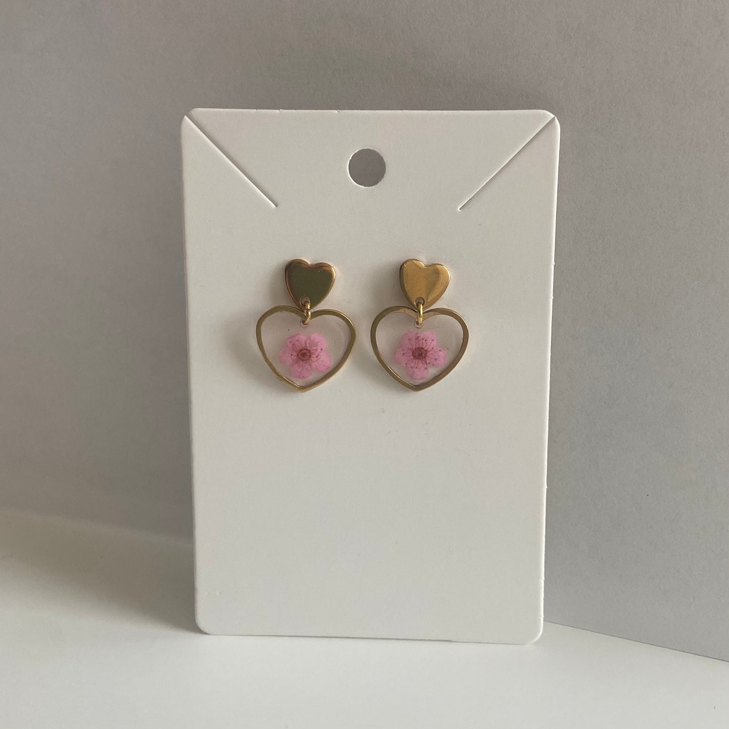 Small Heart Flower Earrings