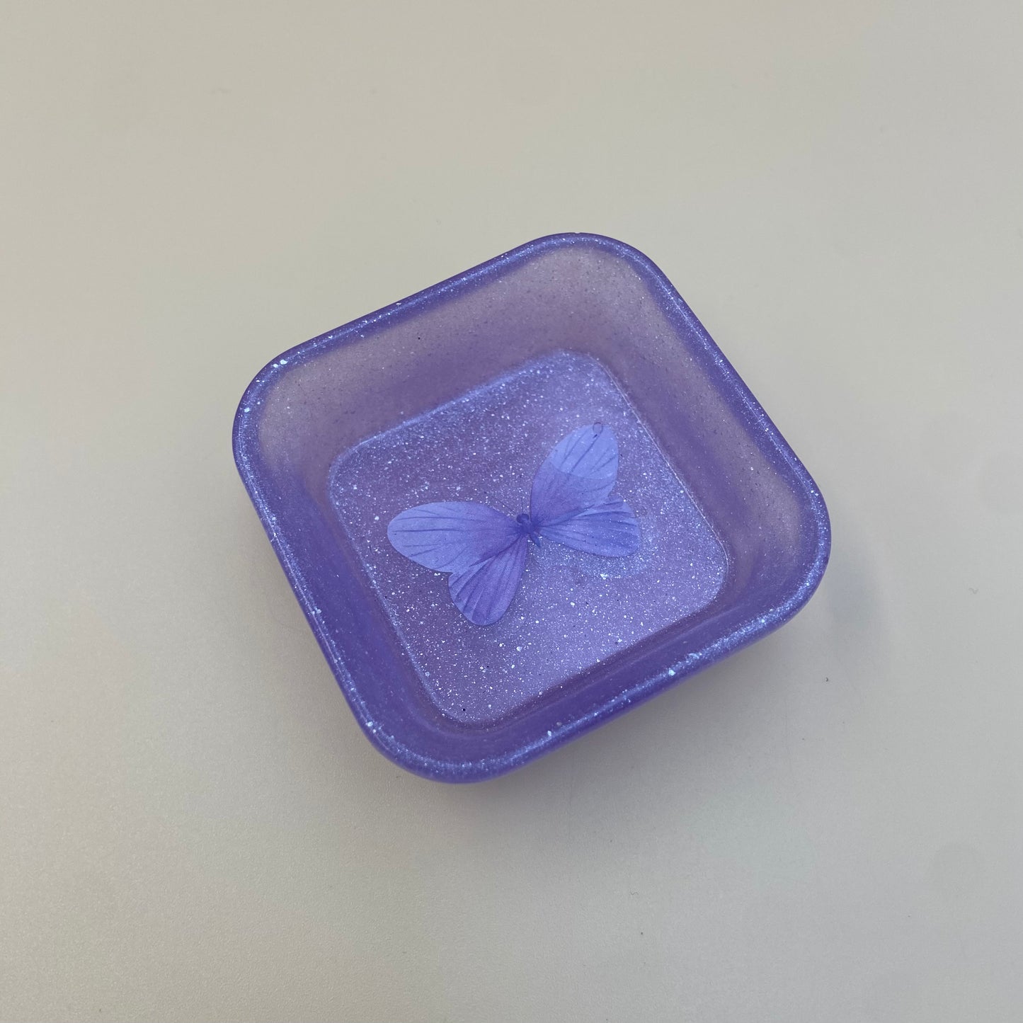 Purple Butterfly Sparkle Square Dish