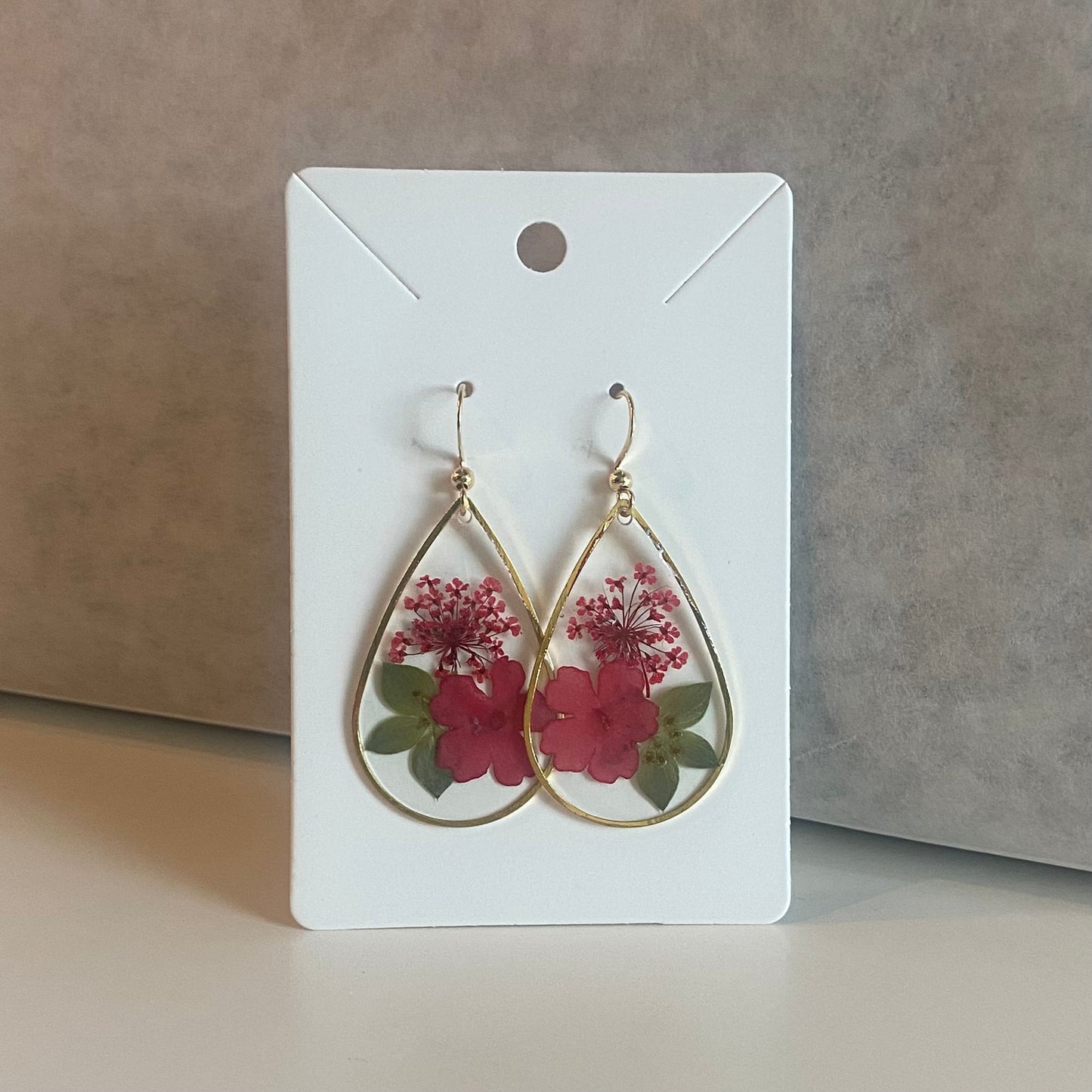 Medium Teardrop Floral Earrings