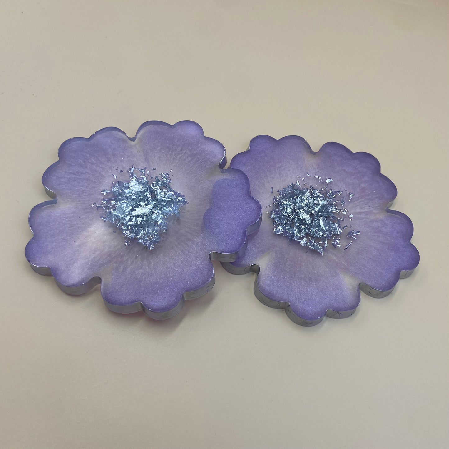 Purple & Silver Flower Coaster