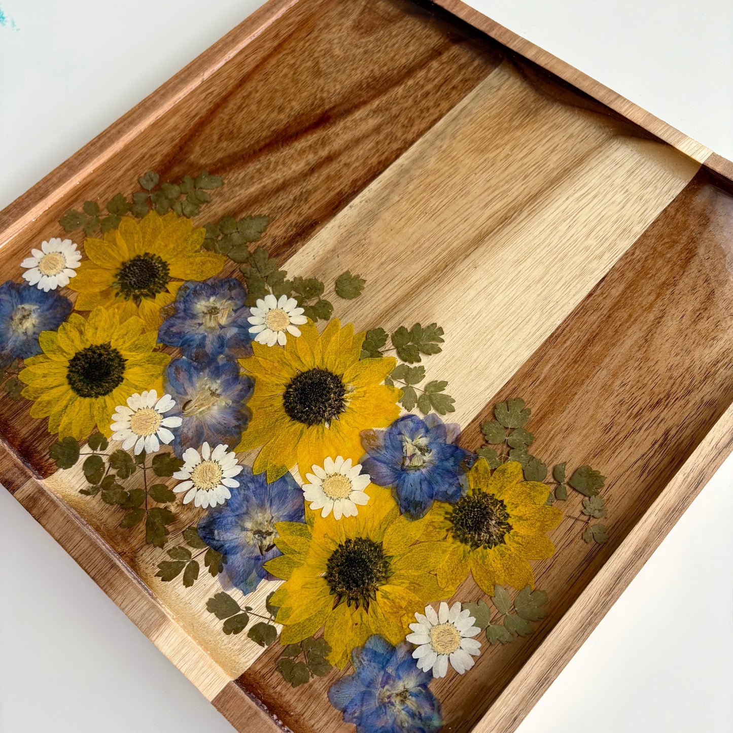 Square Wood Floral Tray