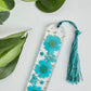 Teal Blue Floral Curved Bookmark