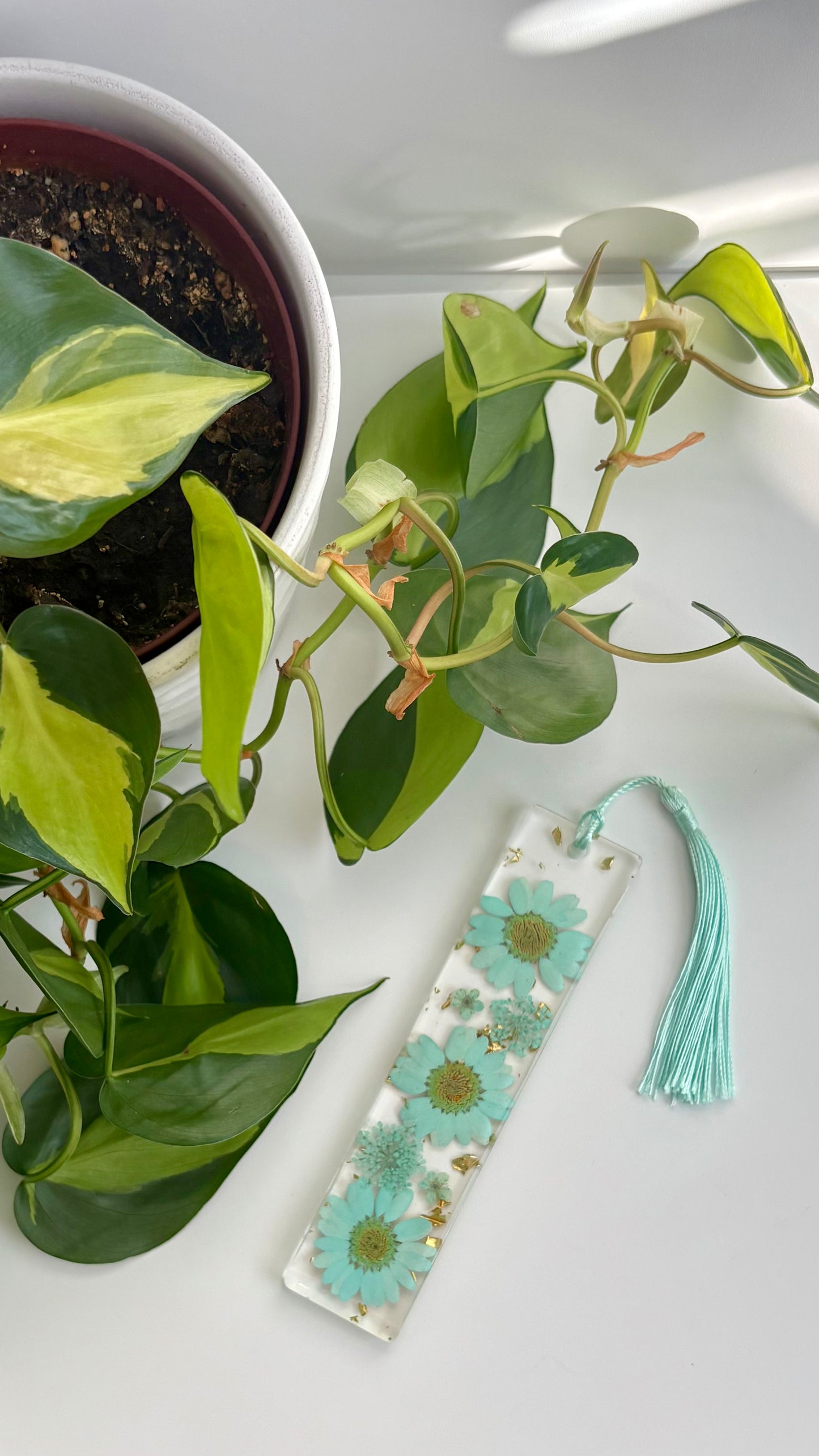 Teal Floral Bookmark
