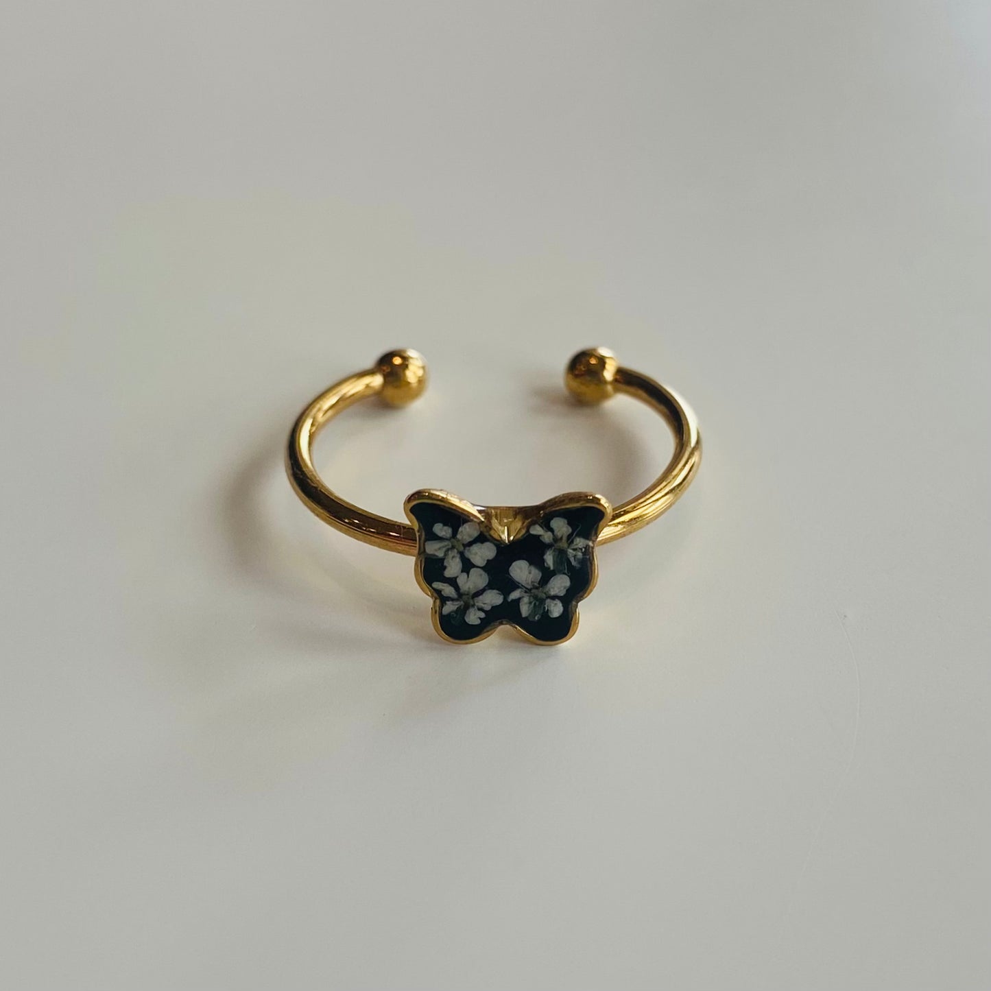 Adjustable Butterfly Floral Ring