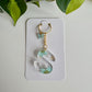 Teal Daisy Initial Keychain