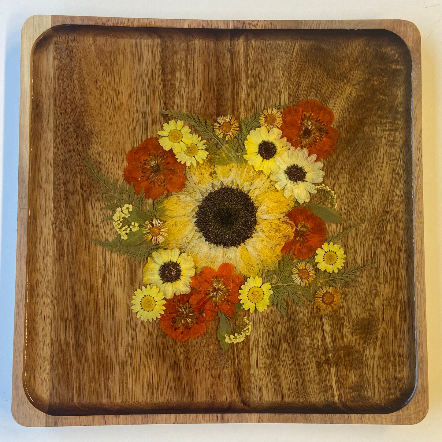 Square Wood Floral Tray