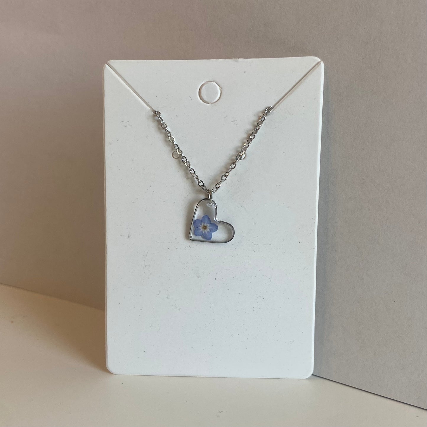 Silver Small Heart Flower Necklace