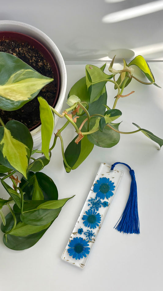 Blue Floral Bookmark