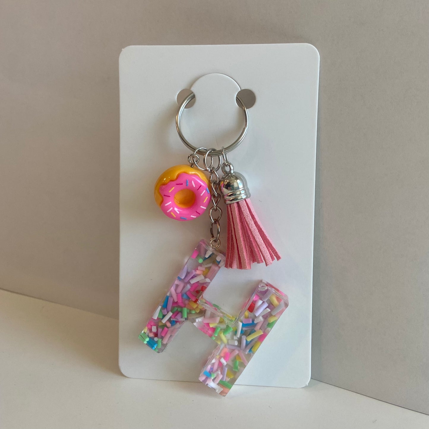 Sprinkle Donut Initial Keychain