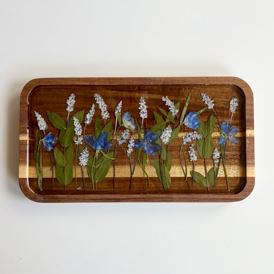 Small Rectangle Wood Floral Tray