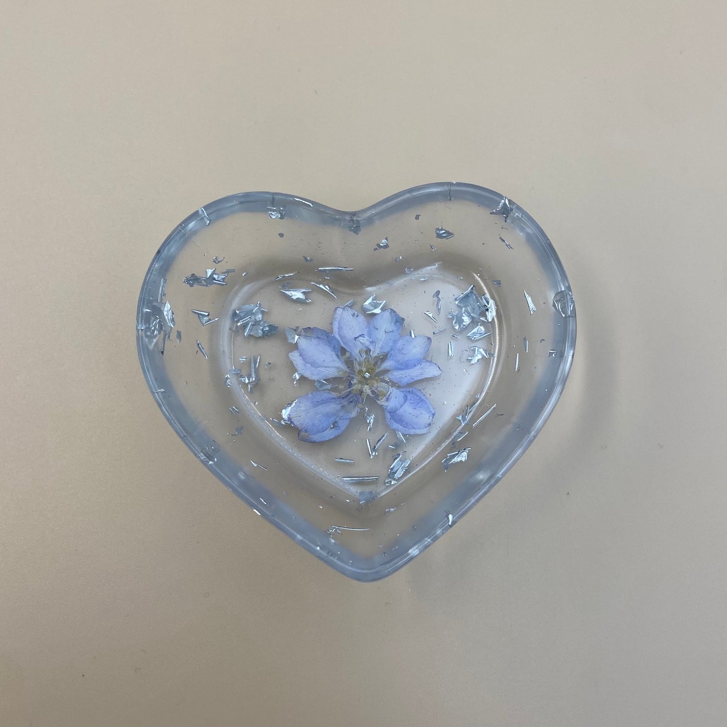 Silver Flower Heart Dish