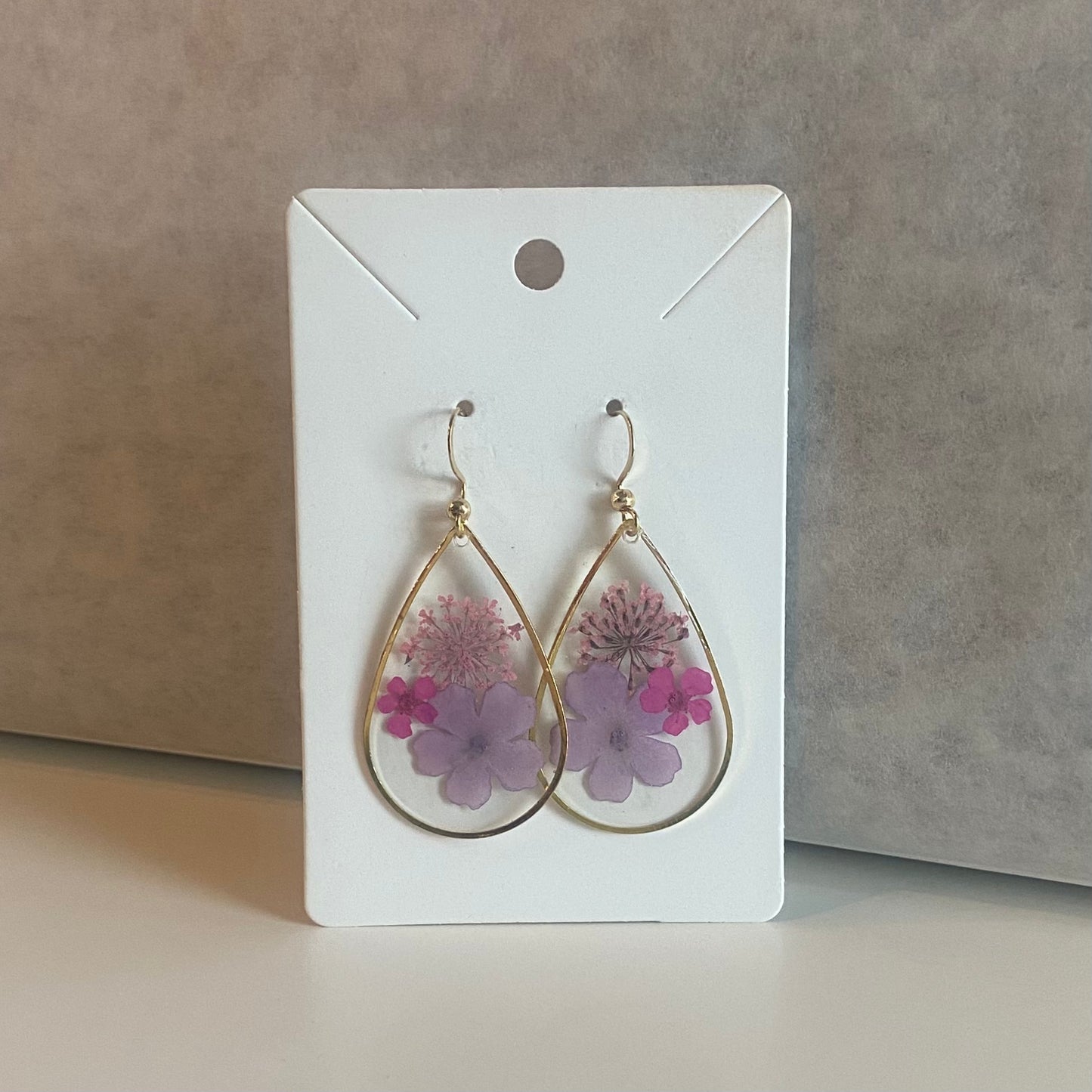 Medium Teardrop Floral Earrings