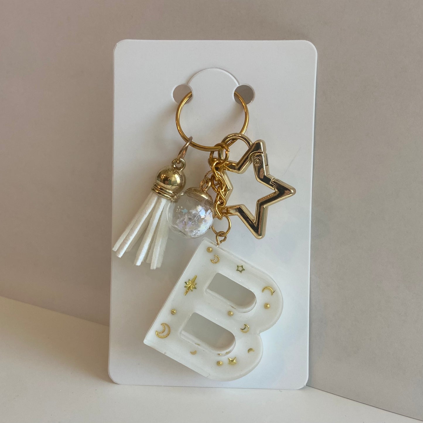 Gold Star Initial Keychain