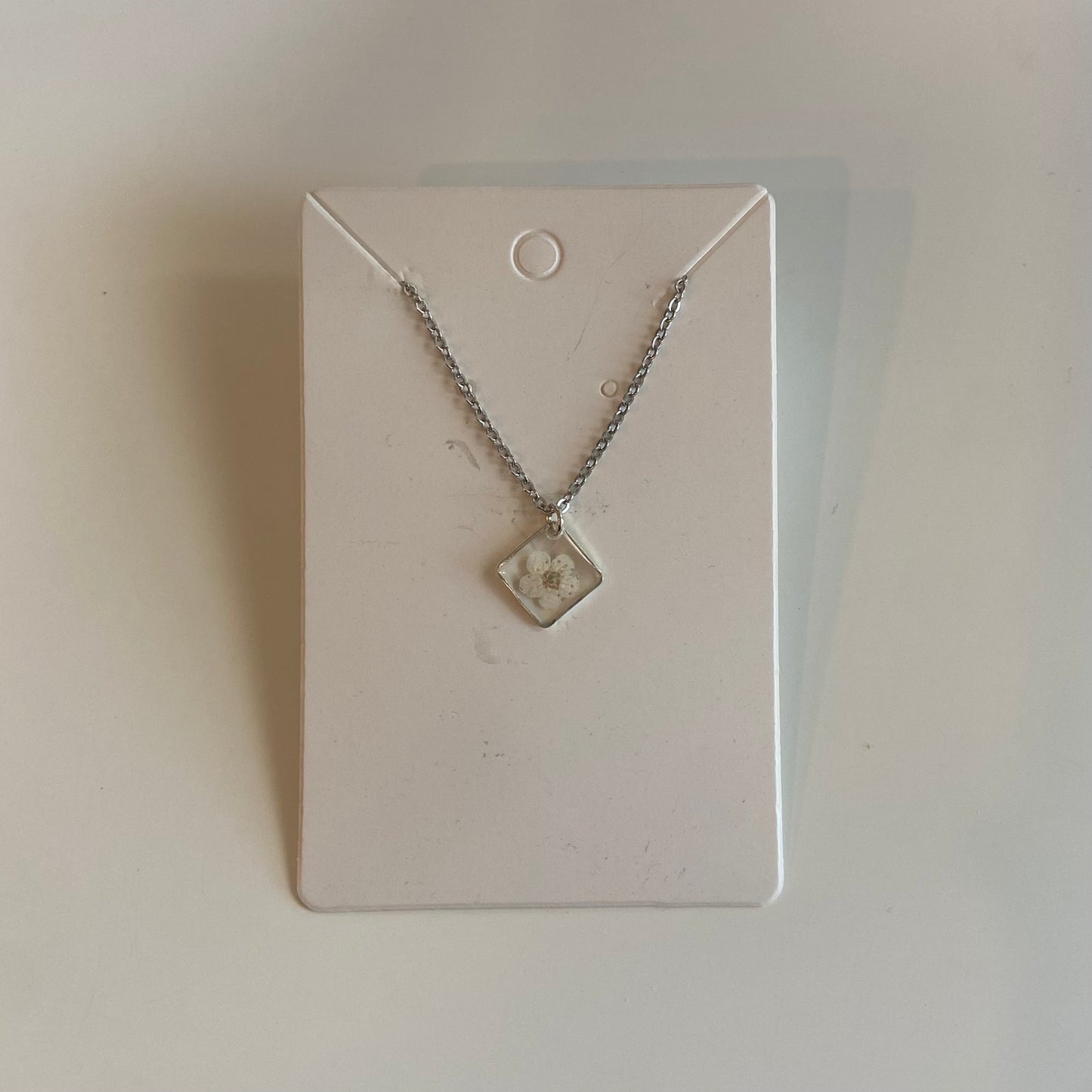 Silver Diamond Flower Necklace