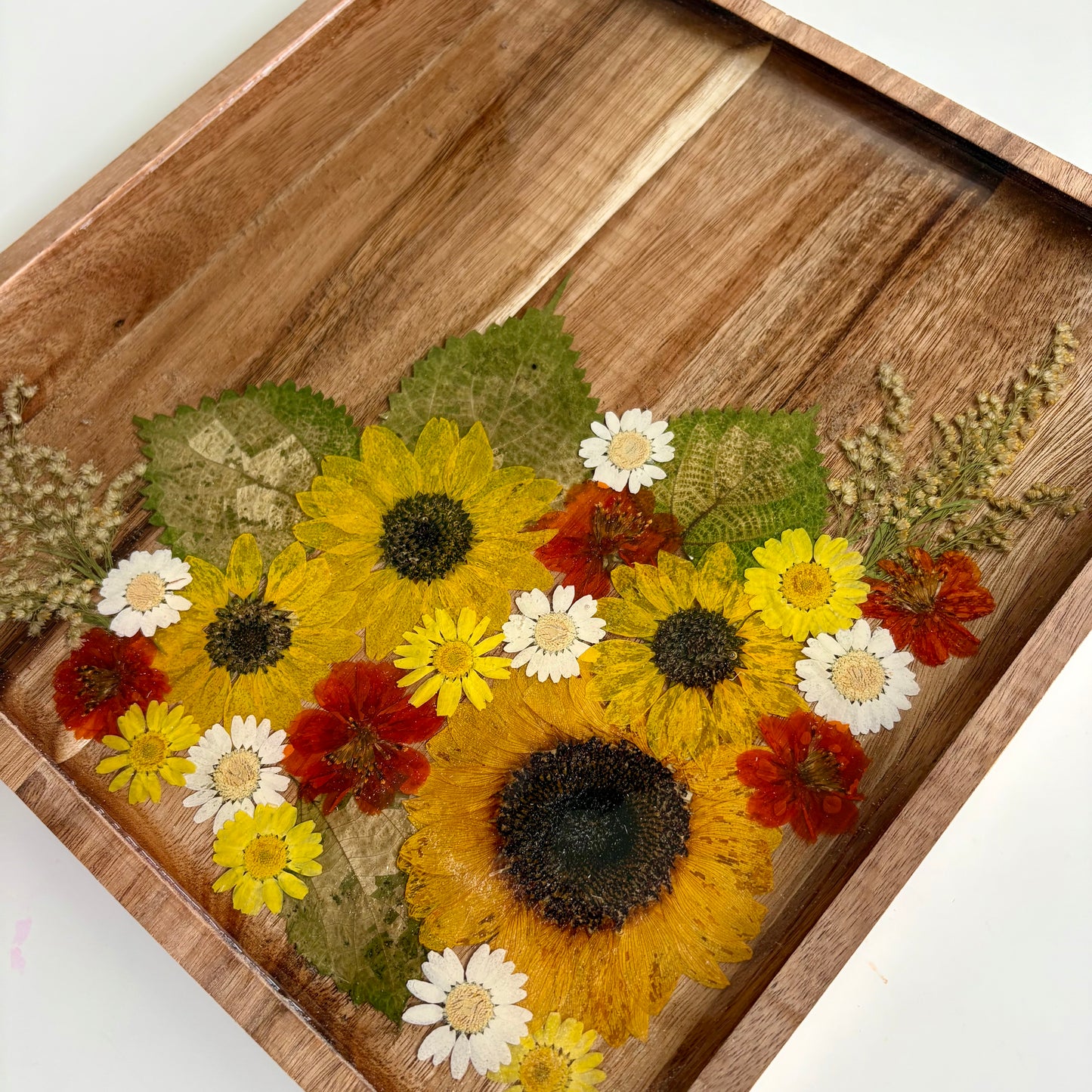 Square Wood Floral Tray