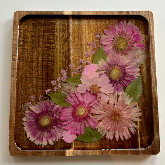 Square Wood Floral Tray