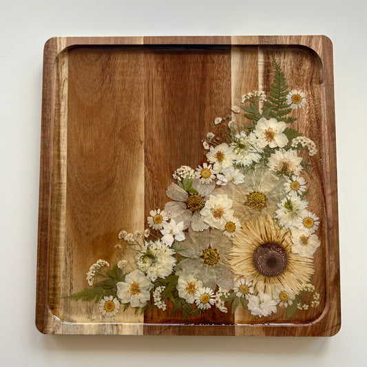 Square Wood Floral Tray