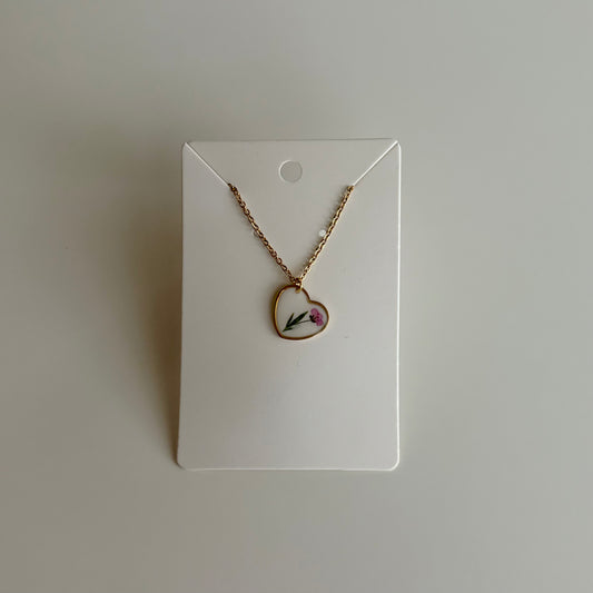 Gold Heart Stem Flower Necklace