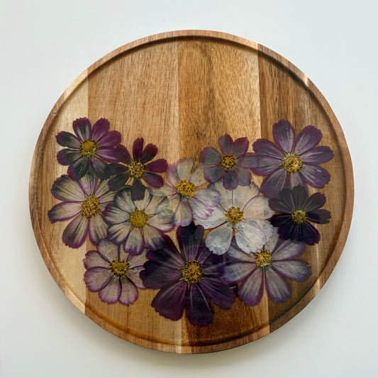 Round Wood Floral Platter