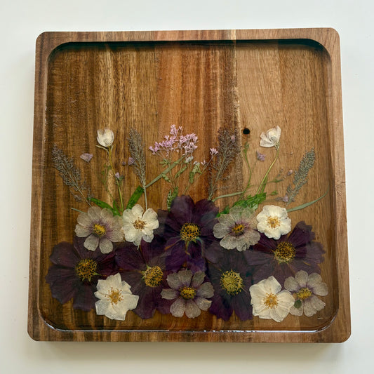 Square Wood Floral Tray